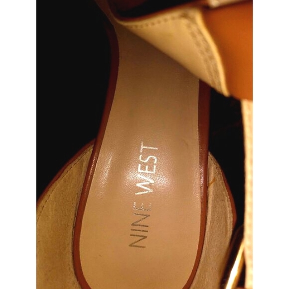 Nine West Tan Leather Strappy Sandal Cone Heel 8M - Picture 10 of 10